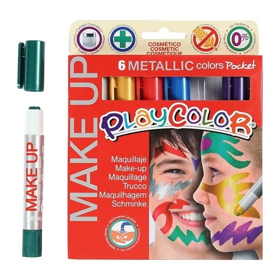 Maquillaje PLAYCOLOR 6 colores make up pocket metálicos.