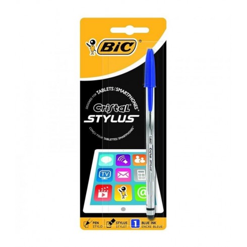 Bolígrafo BIC CRYSTAL STYLUS AZUL con puntero pantallas