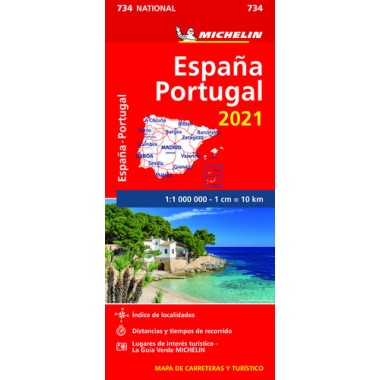 Mapa National 734 España Portugal 2021 Michelín