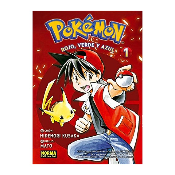Pokémon rojo, verde y azul (1). Hidenori Kusaka. Norma Editorial. Comic Manga